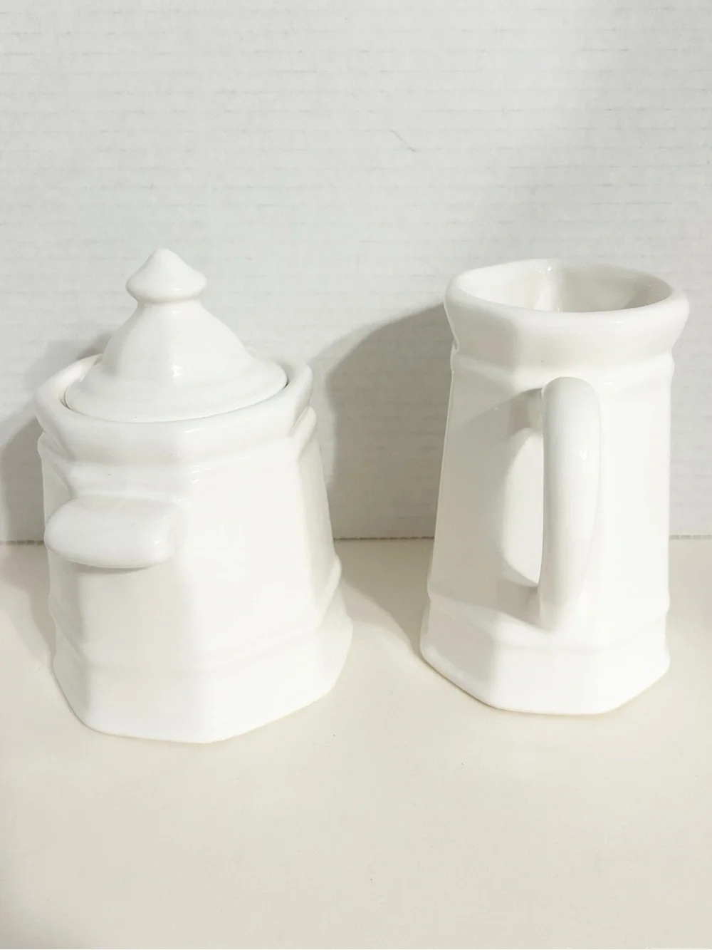 Vintage Pfaltzgraff Heritage White Sugar Bowl with Lid & Creamer Set Made In USA